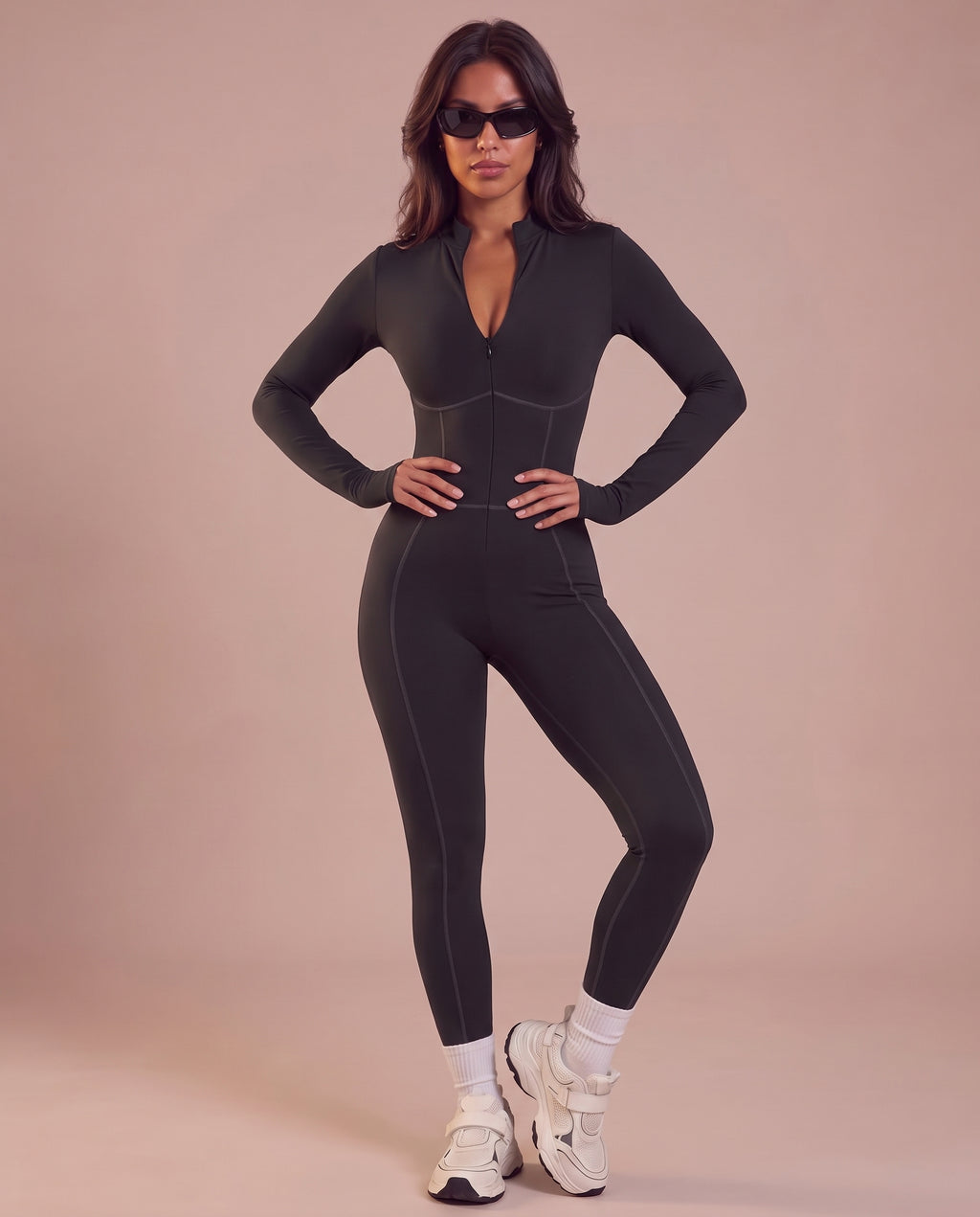 "Contour" seam-detail sculpting jumpsuit
