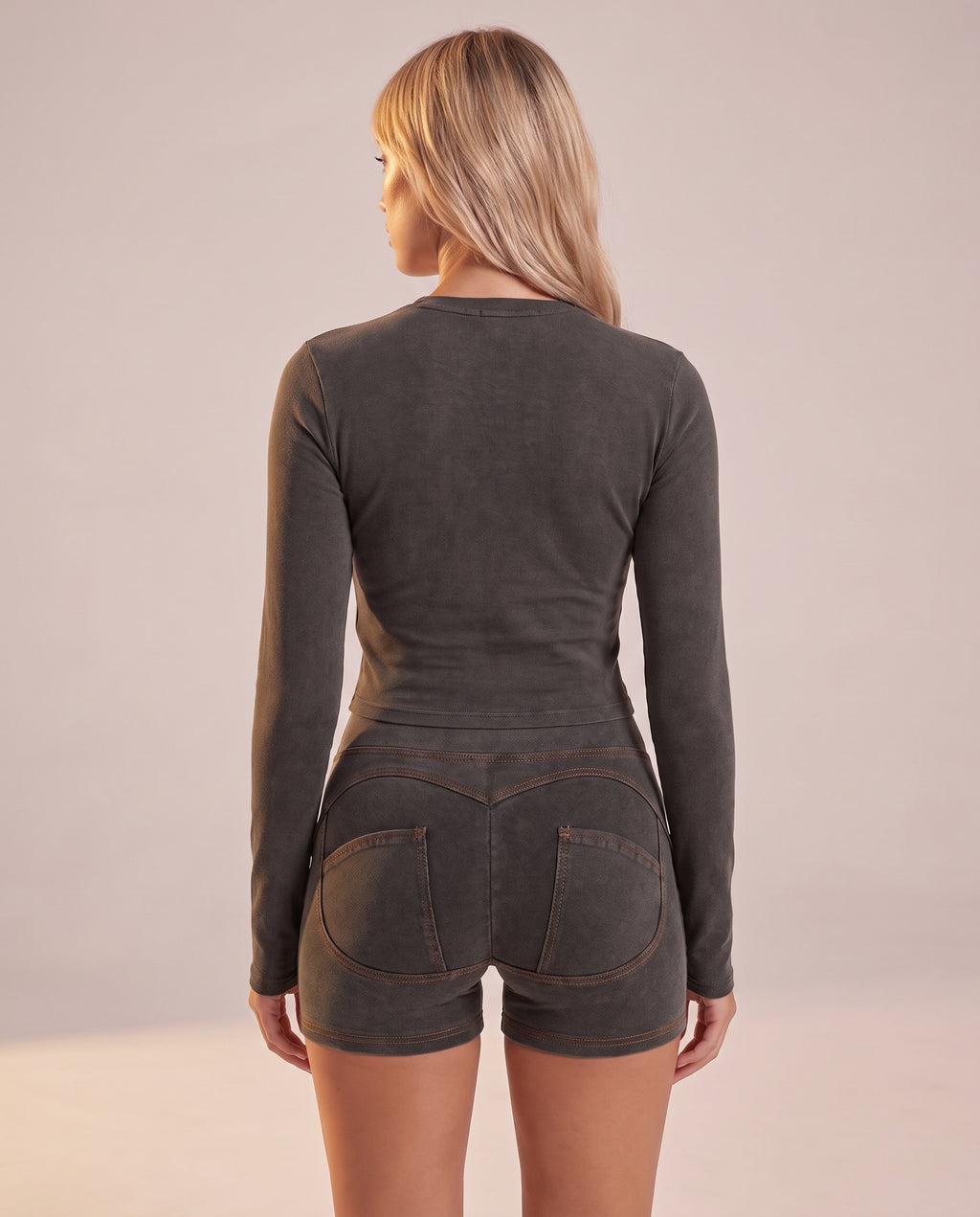 "Base" denim style shorts