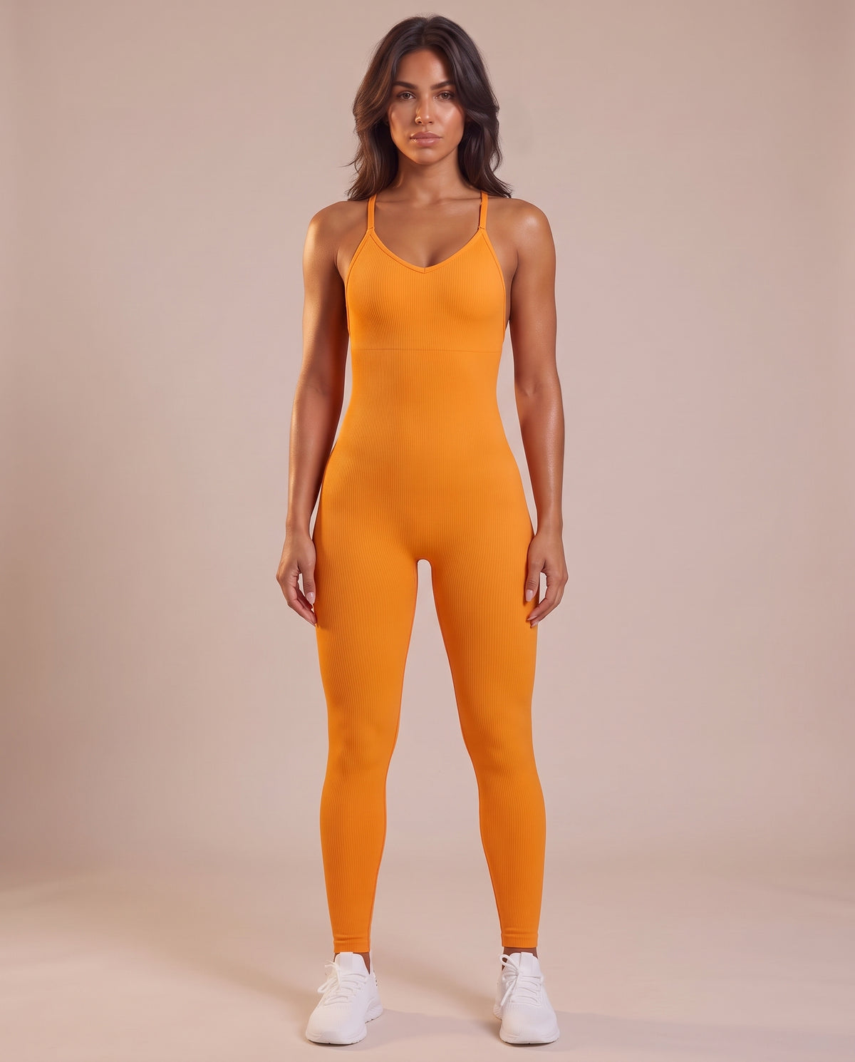 "Contour" sculpting thin straps jumpsuit