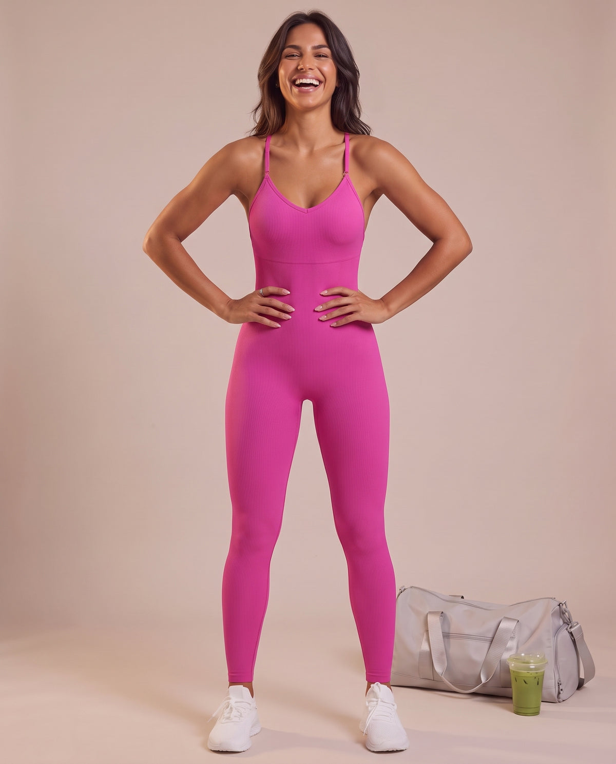 "Contour" sculpting thin straps jumpsuit
