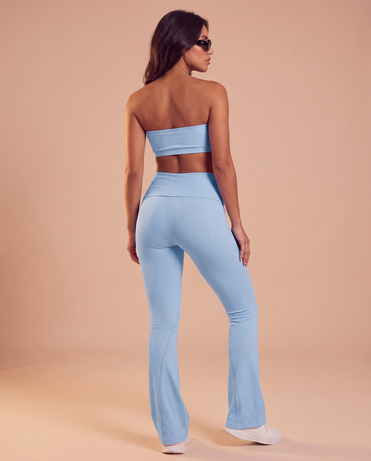 Fold-over waist flare pants