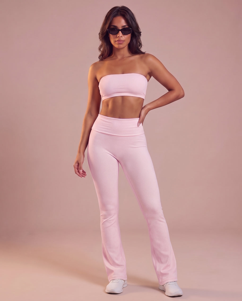 Fold-over waist flare pants