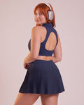 Pleated performance mini skirt