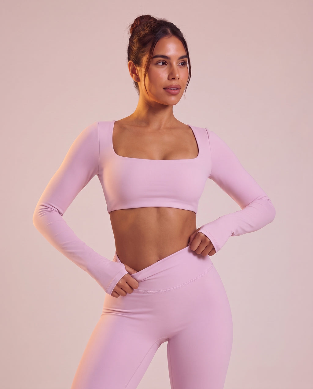 Cropped long-sleeve sports top