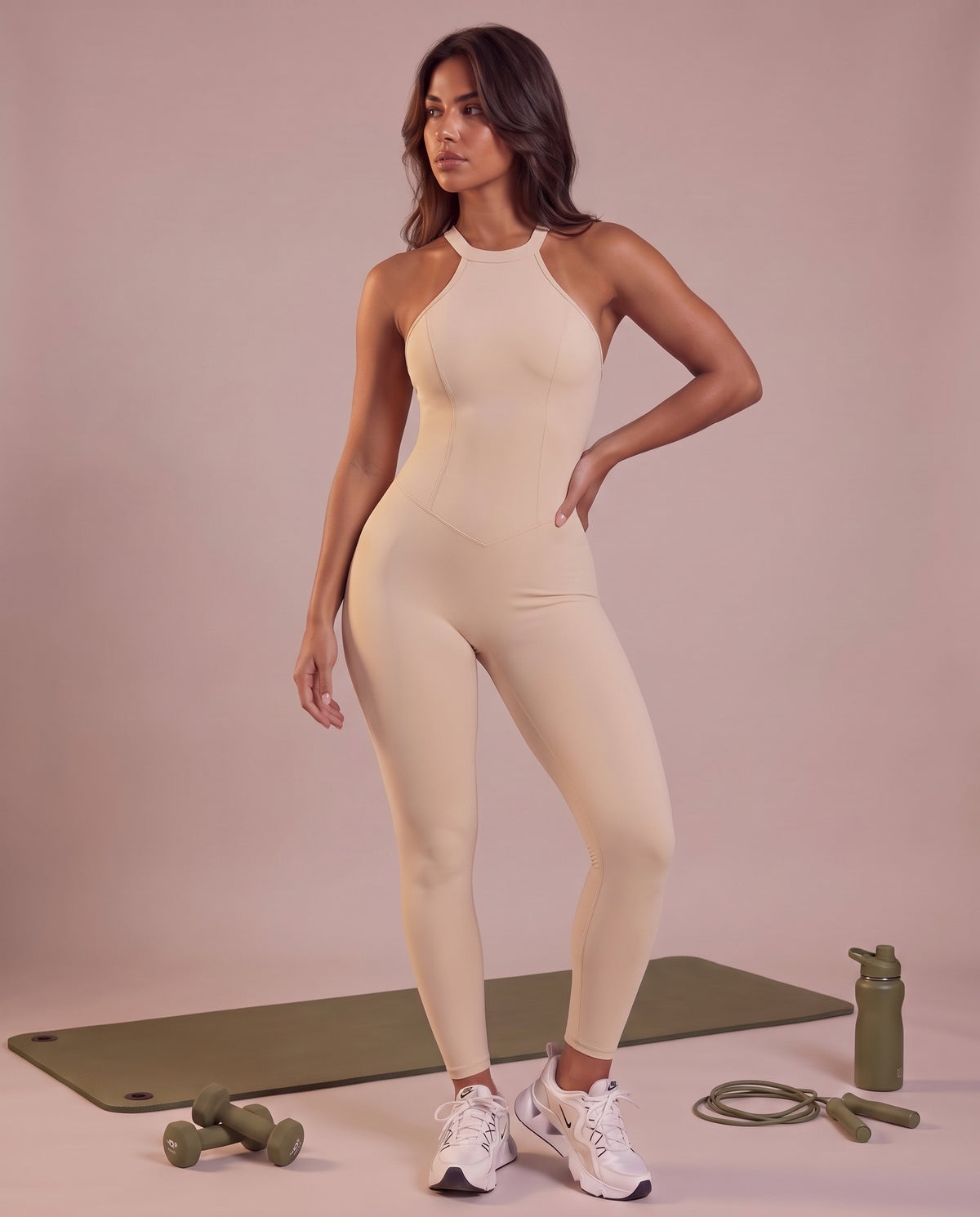 "Contour" sculpting open-back jumpsuit