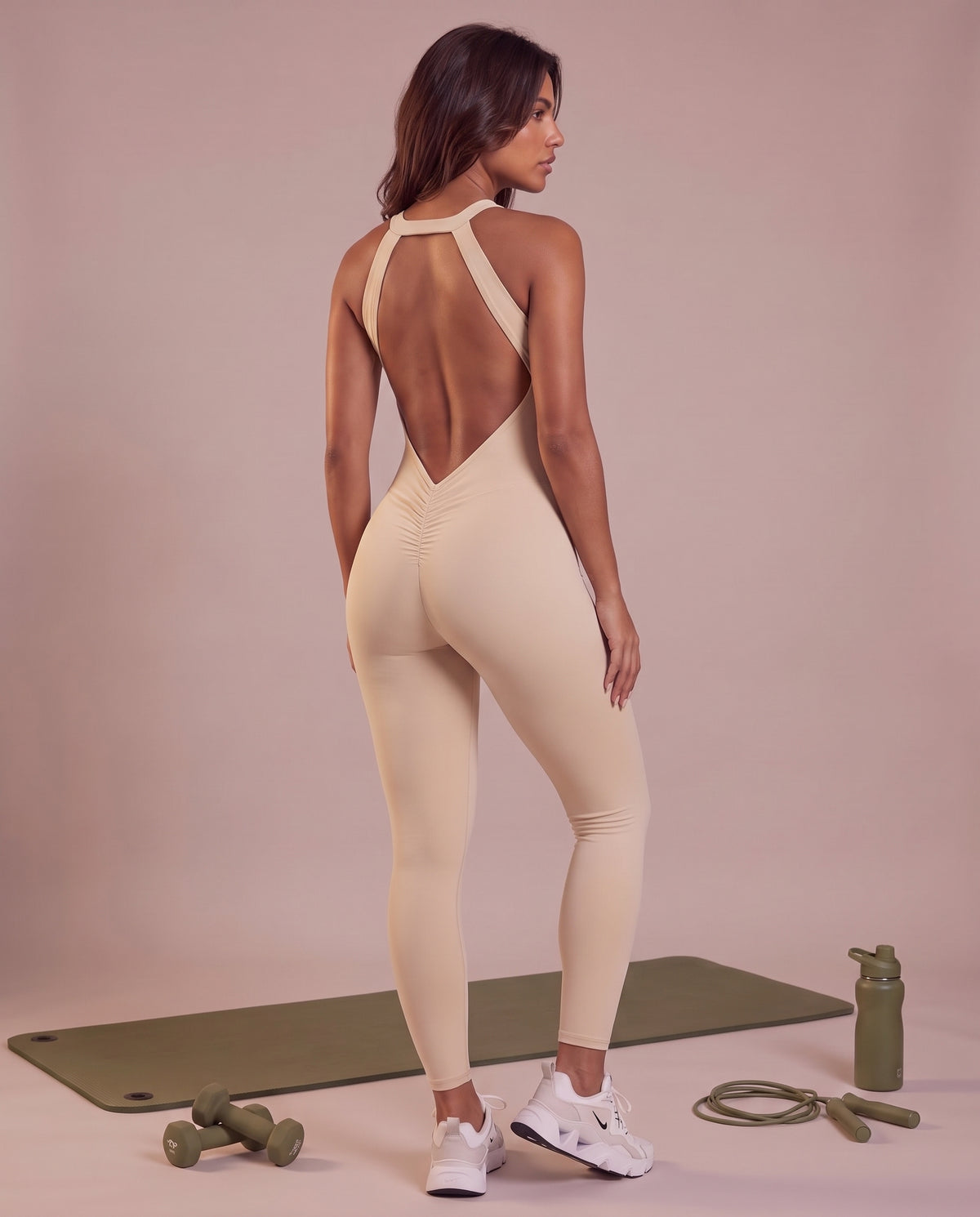 "Contour" sculpting open-back jumpsuit