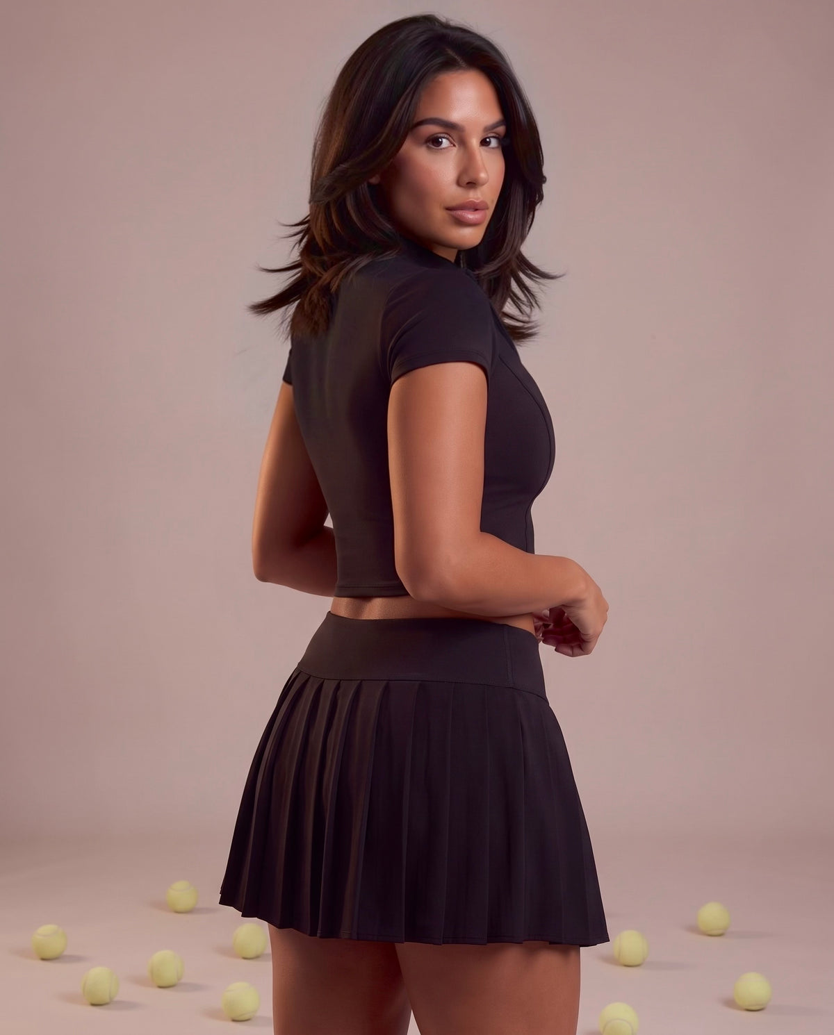 Pleated sports mini skirt