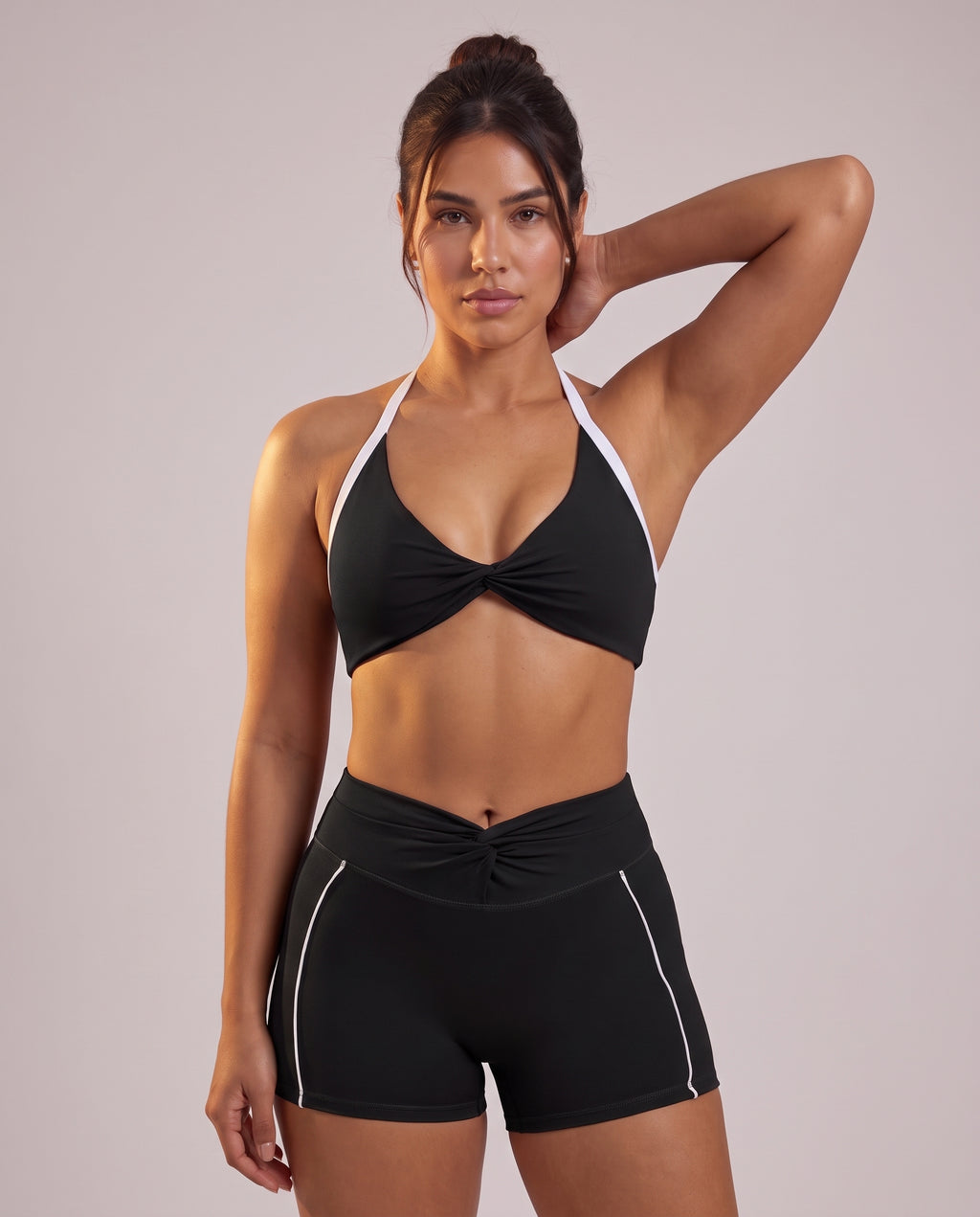 "Line" wist-front high-waist shorts