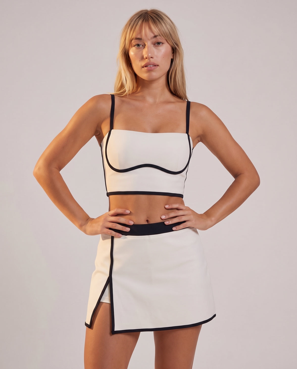 "Line" 2‑piece set: tank top & mini skirt
