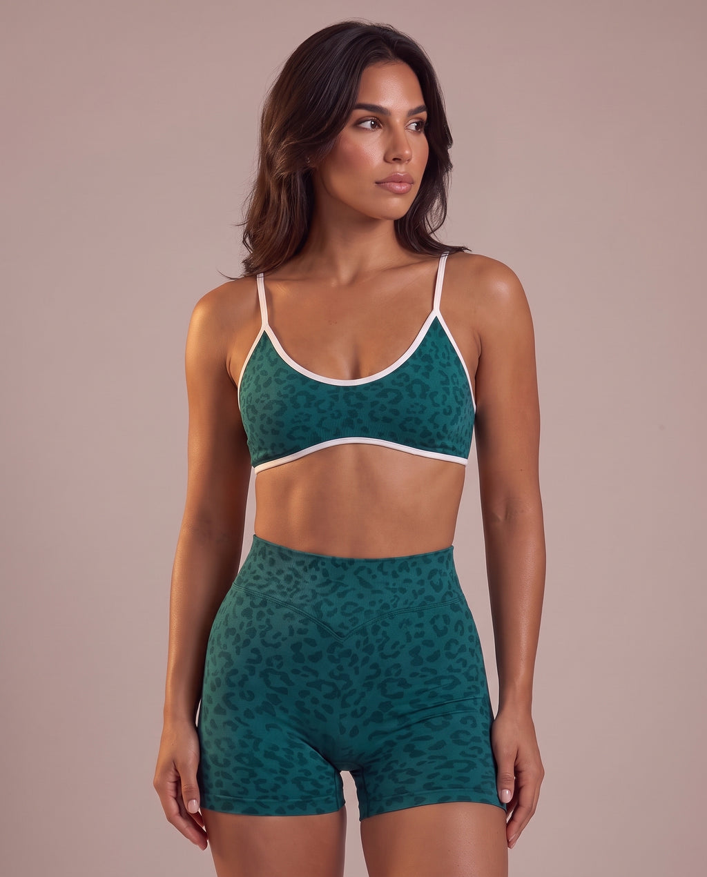 Animal print contrast-trim sports shorts