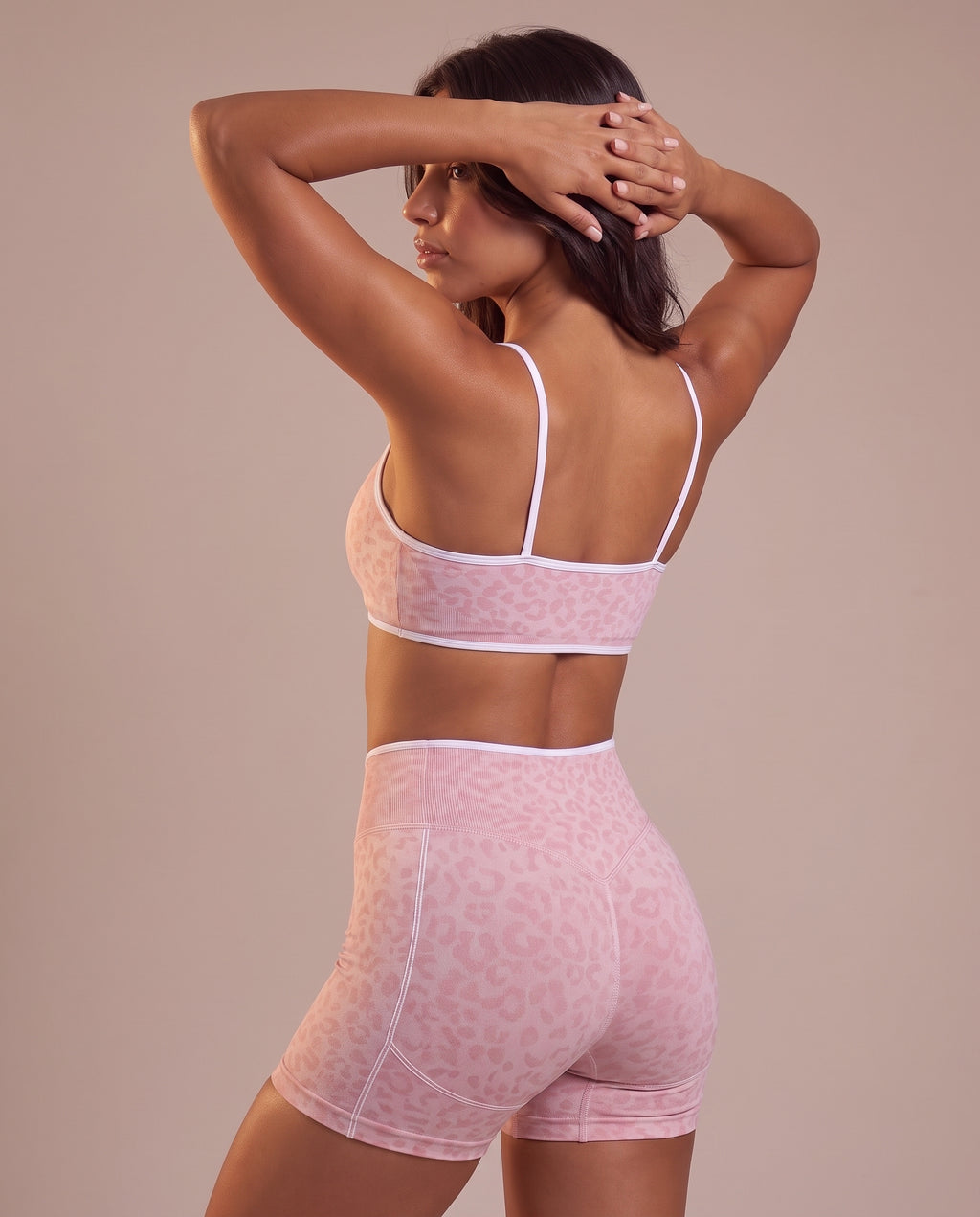 Animal print contrast-trim sports shorts
