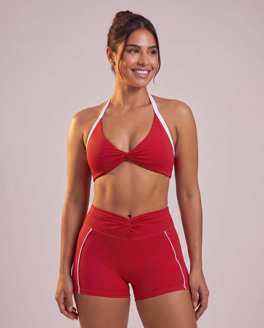 "Line" wist-front high-waist shorts