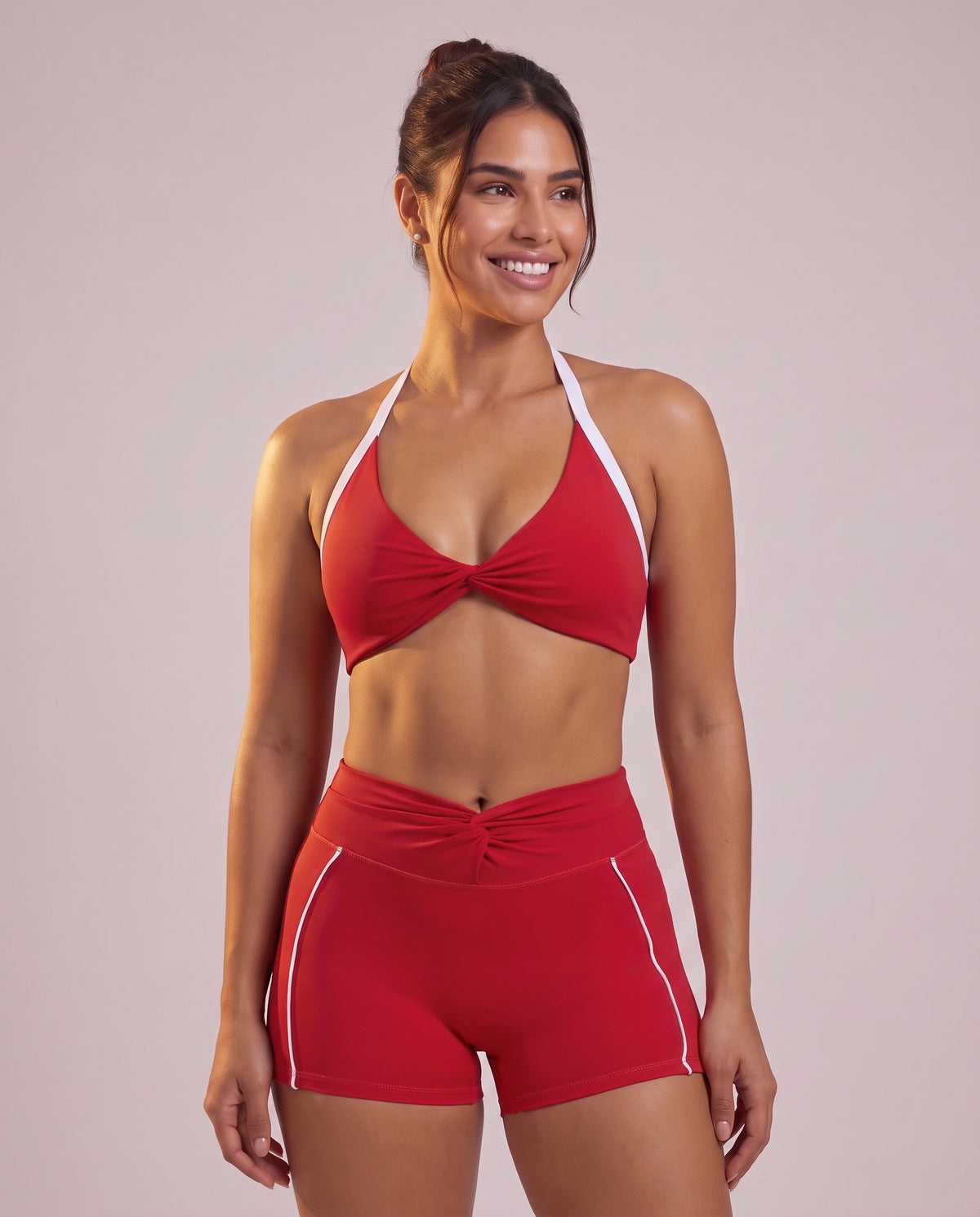 "Line" wist-front high-waist shorts