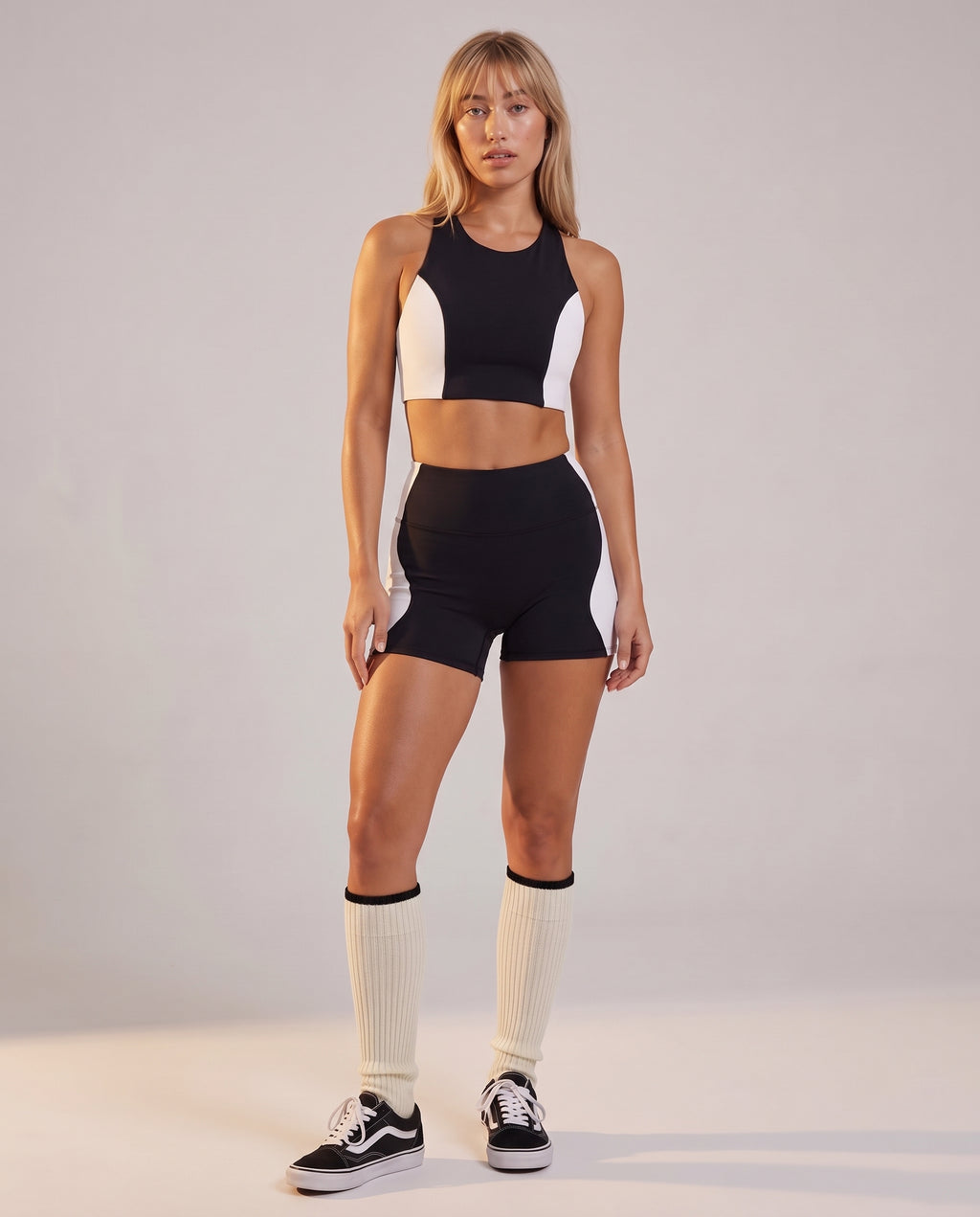 2‑piece set: color‑block top & shorts