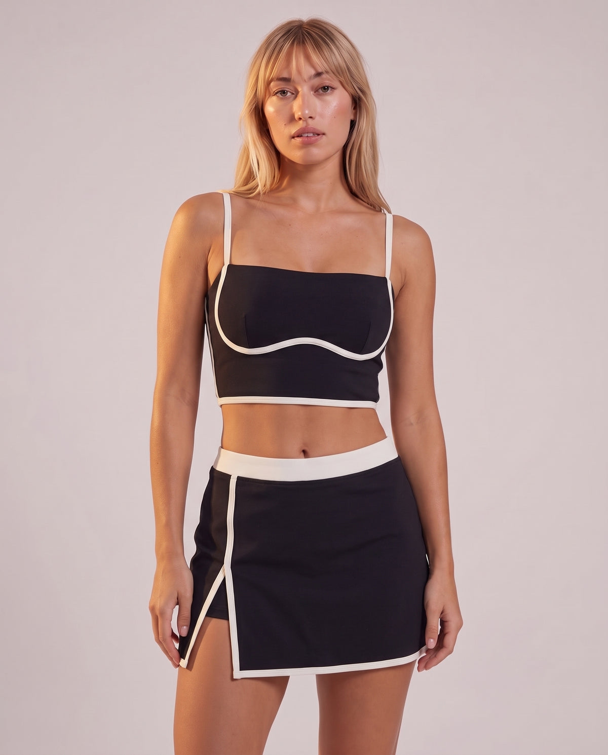 "Line" 2‑piece set: tank top & mini skirt