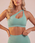"Base" sculpting one-shoulder sports bra