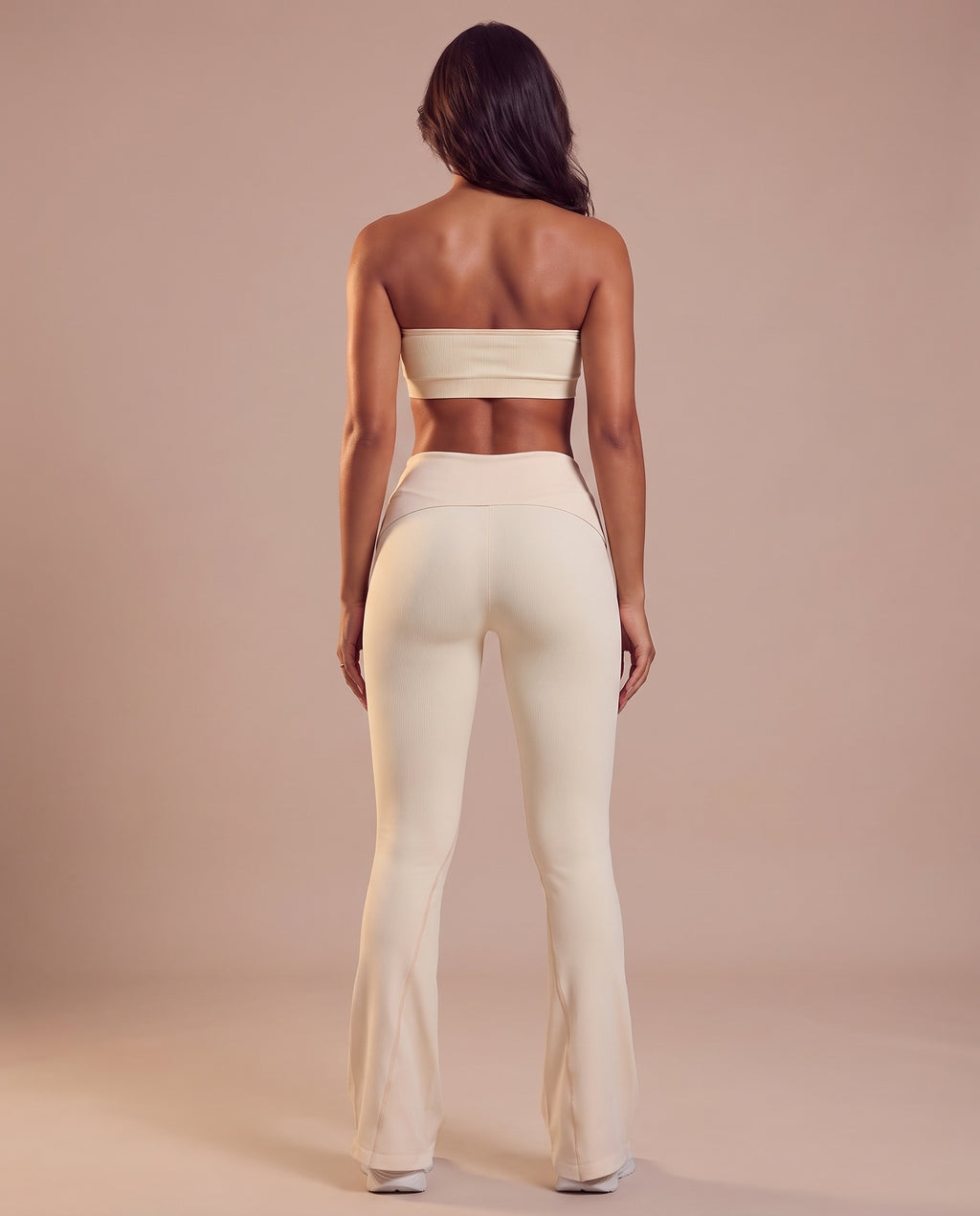 Fold-over waist flare pants