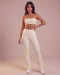 Fold-over waist flare pants