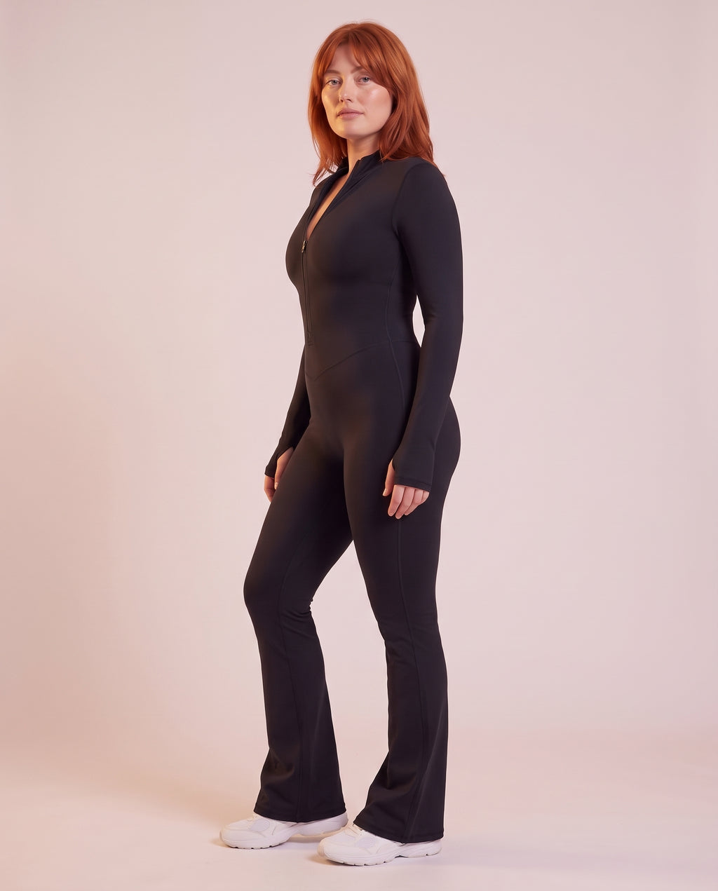 "Contour" zip-up sculpting jumpsuit
