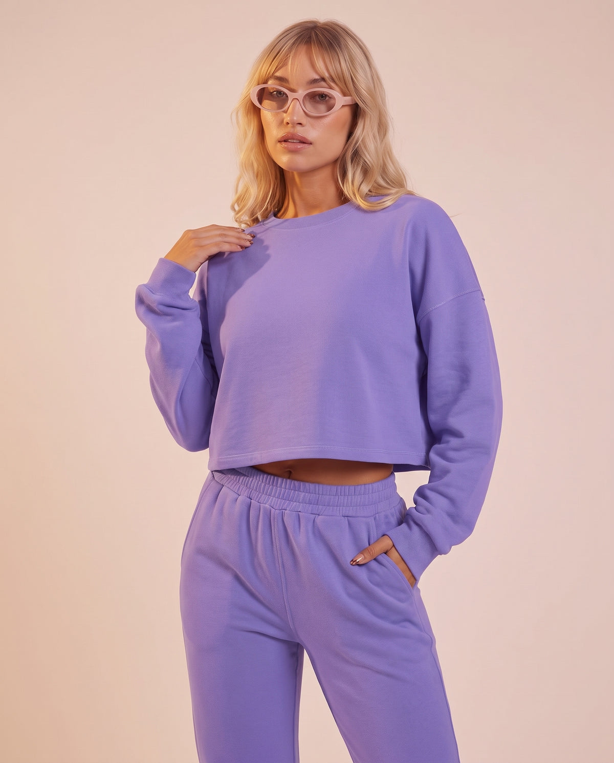 "Base" cropped crew-neck sweatshirt