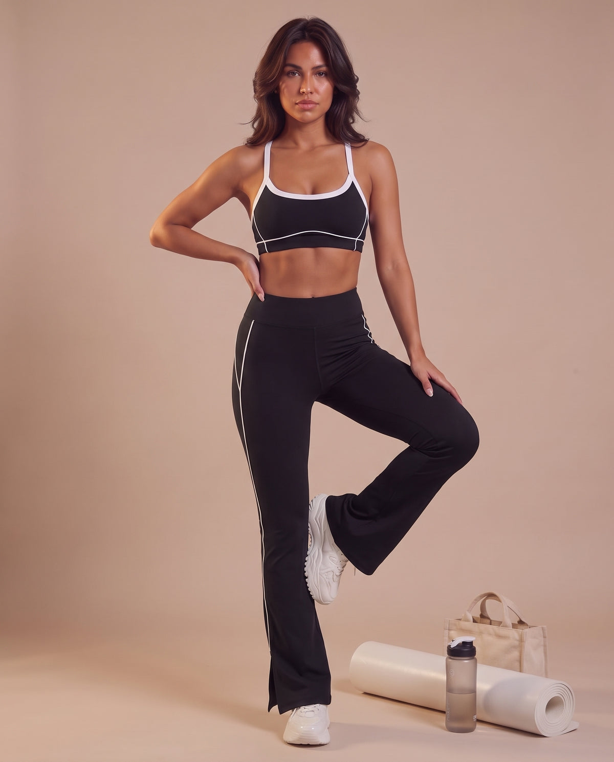 "Line" split-hem flare pants