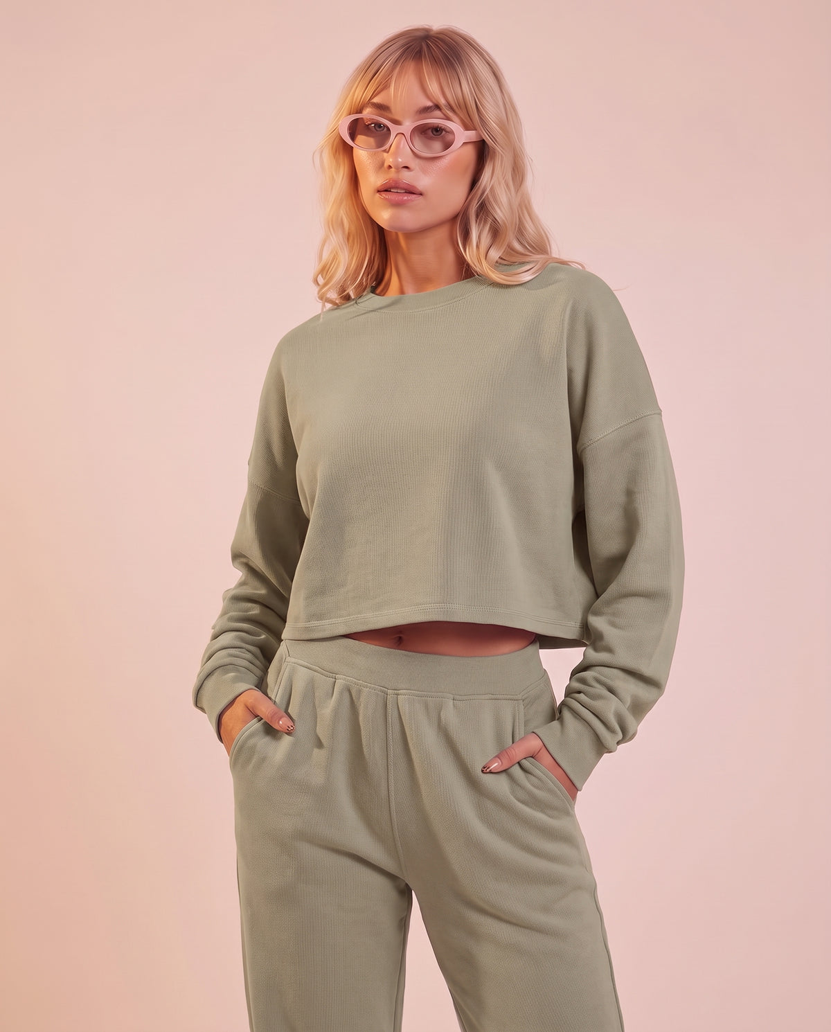 "Base" cropped crew-neck sweatshirt