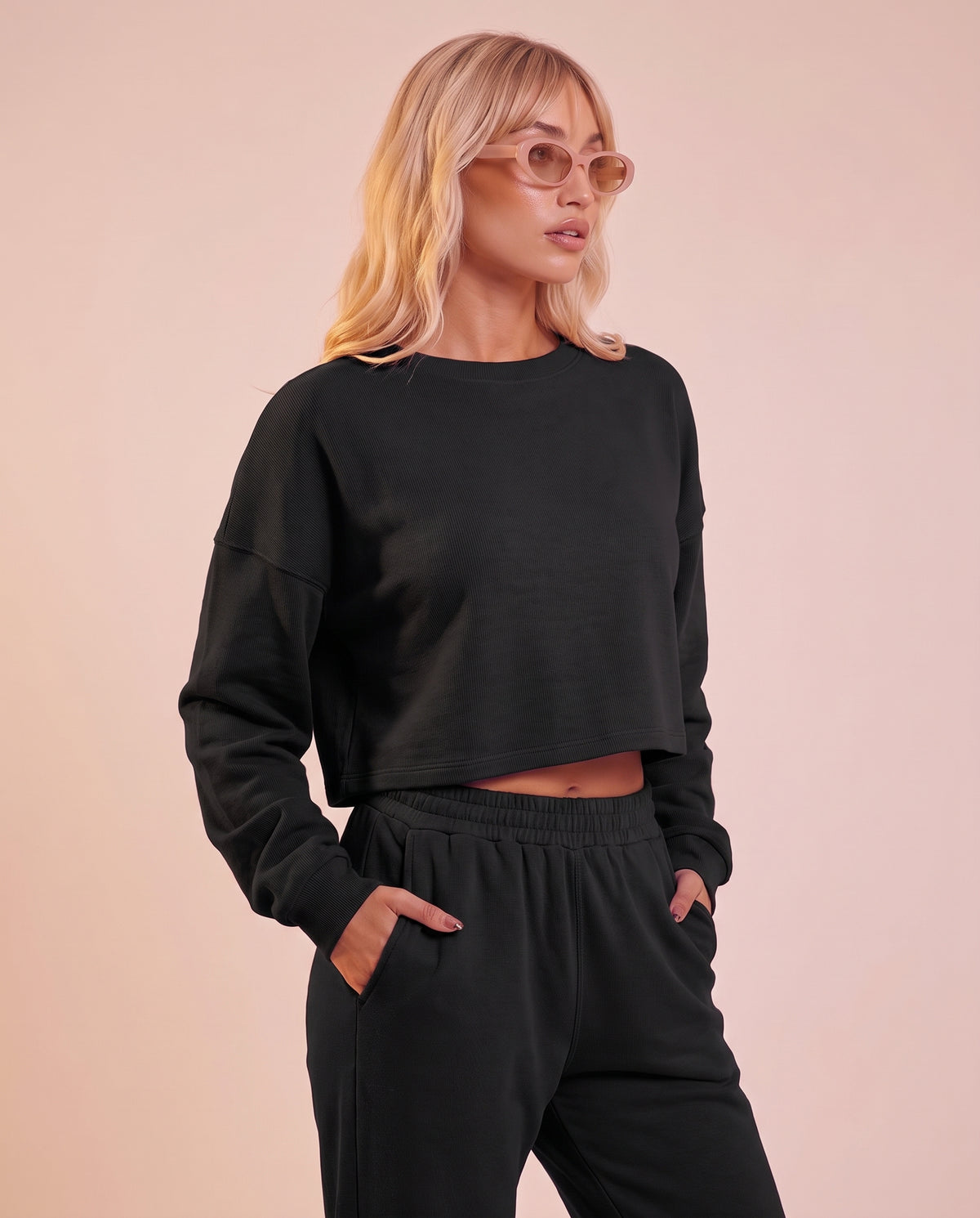 "Base" cropped crew-neck sweatshirt