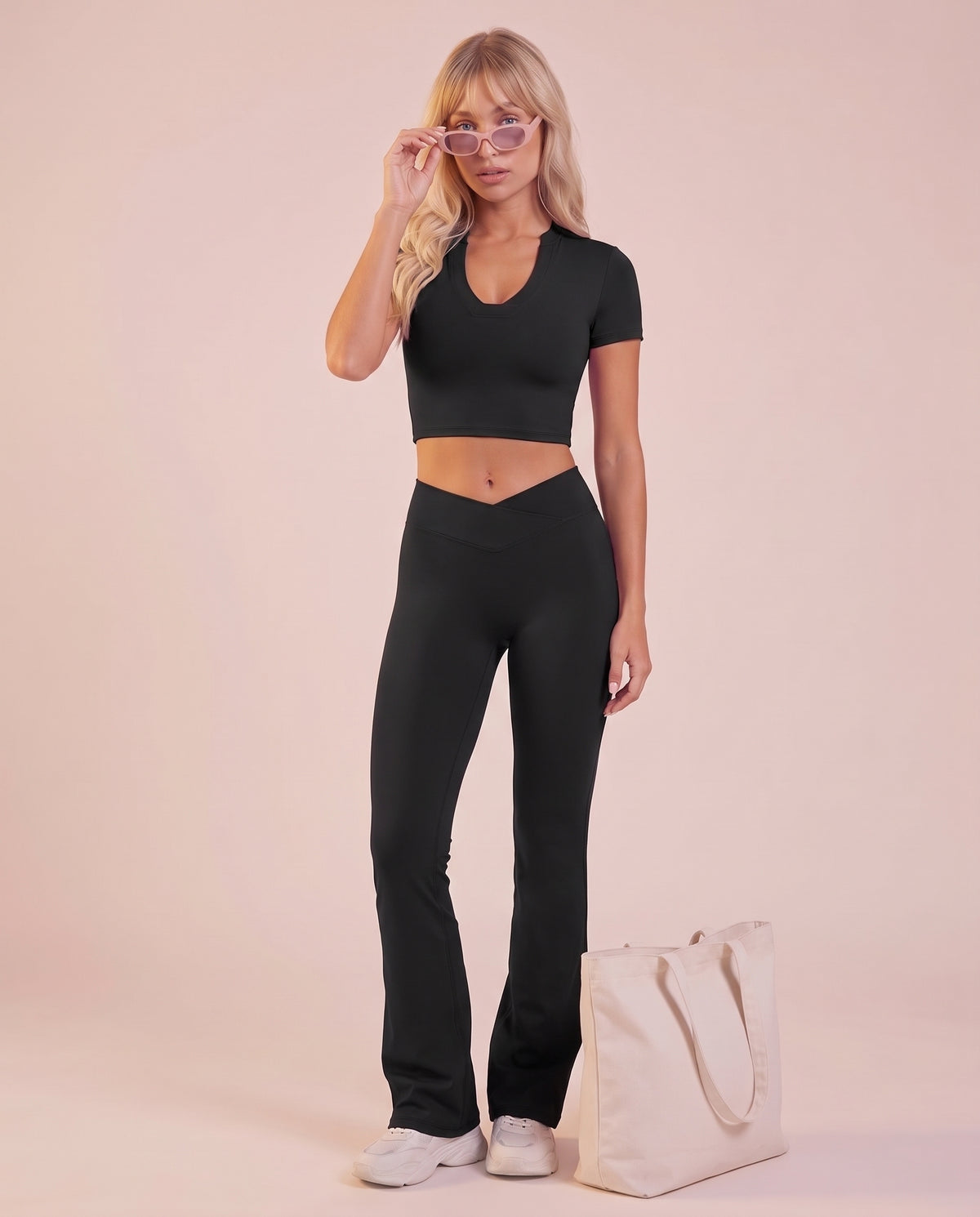 "Base" high-waist flare pants