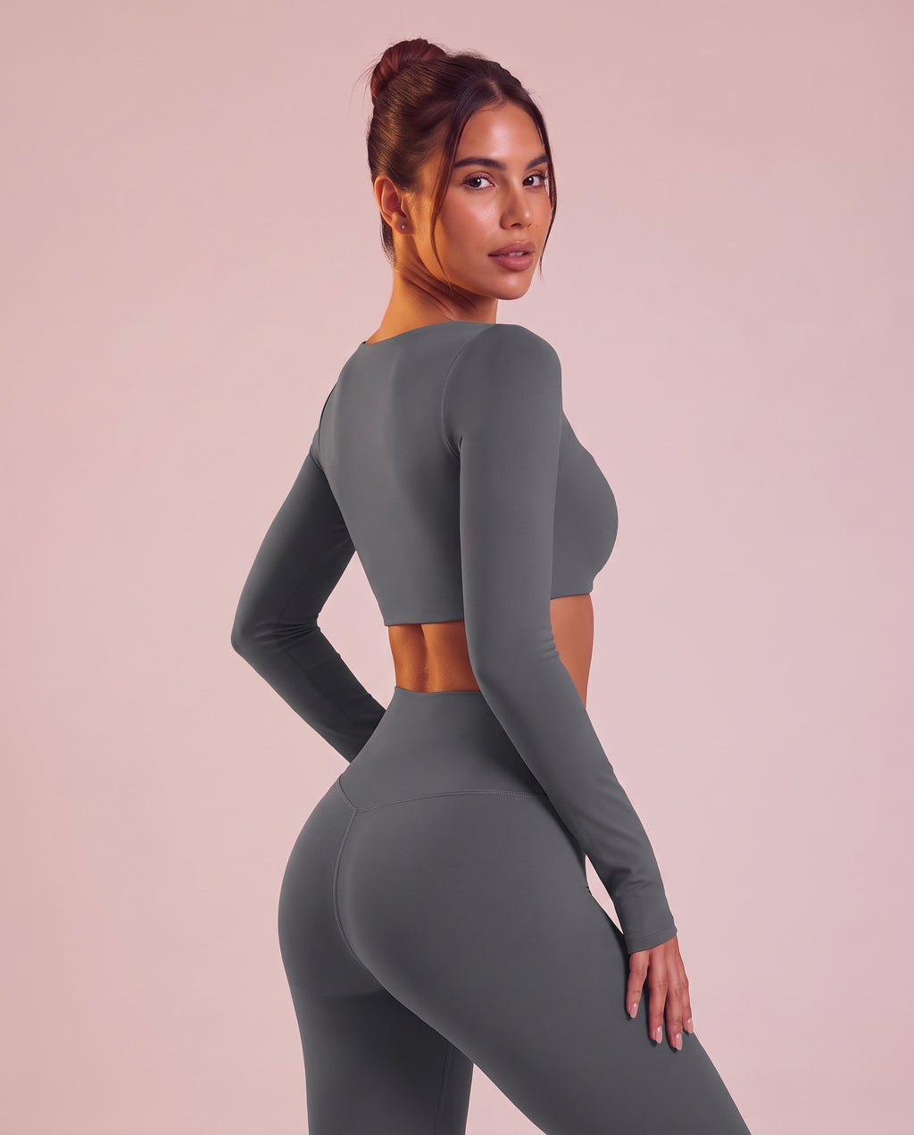 Cropped long-sleeve sports top