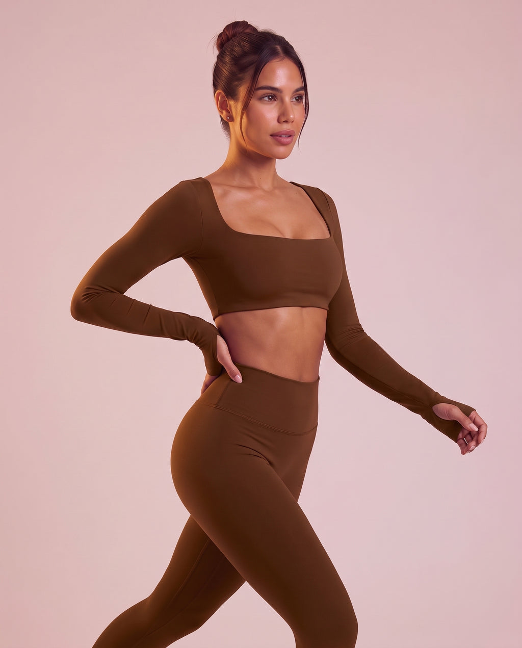 Cropped long-sleeve sports top