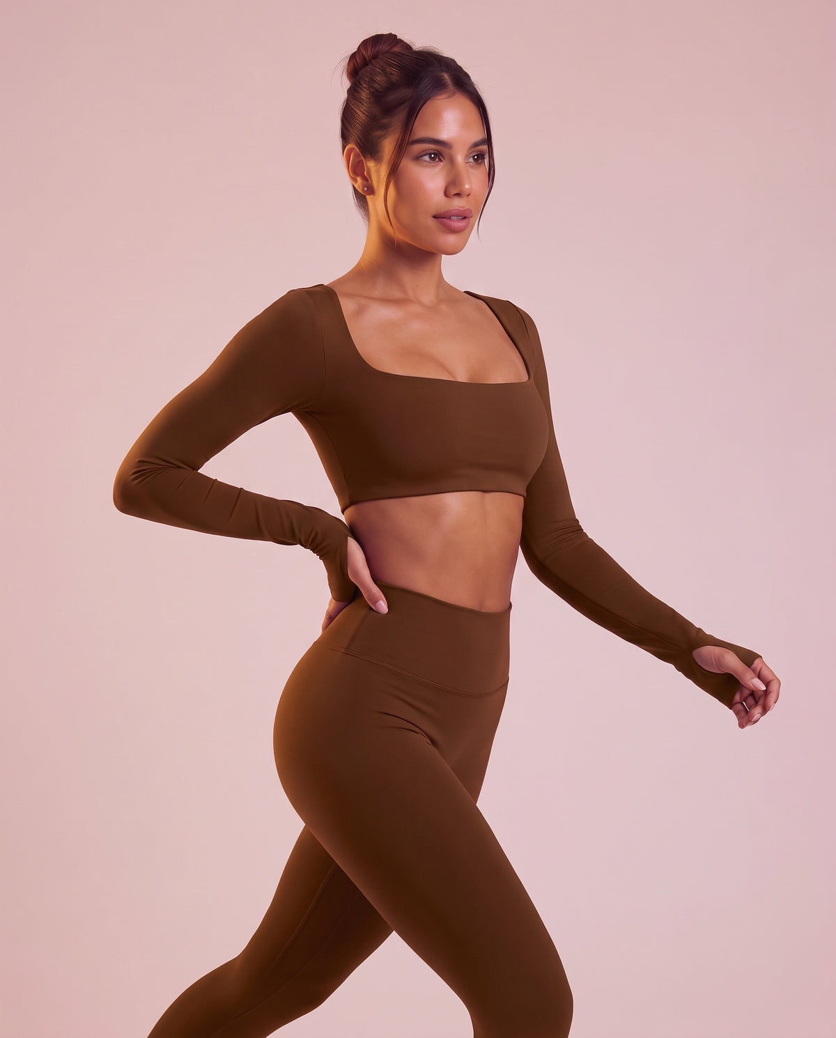 Cropped long-sleeve sports top