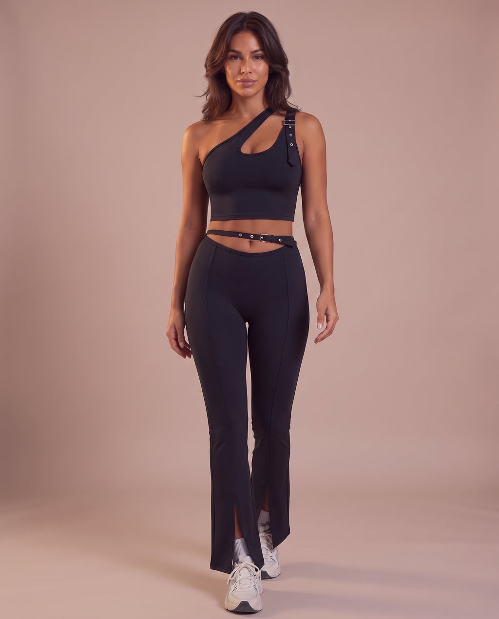 2-piece set: cut-out top & flare pants