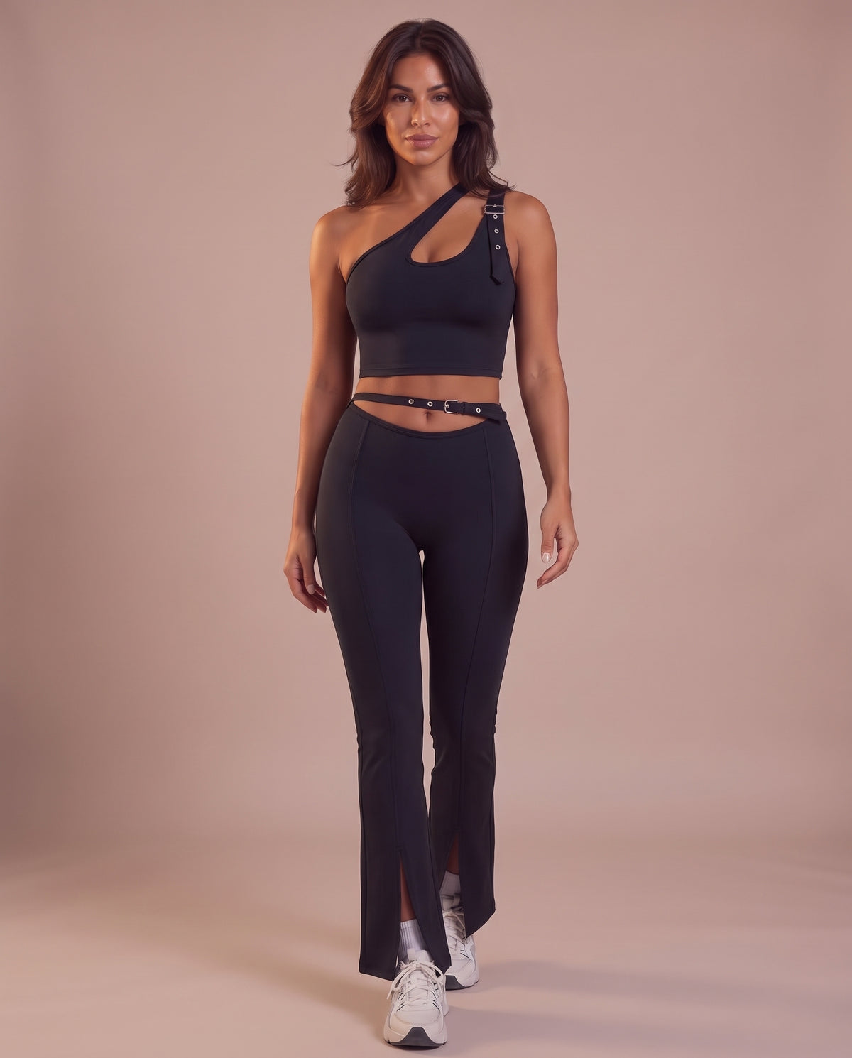 2-piece set: cut-out top & flare pants