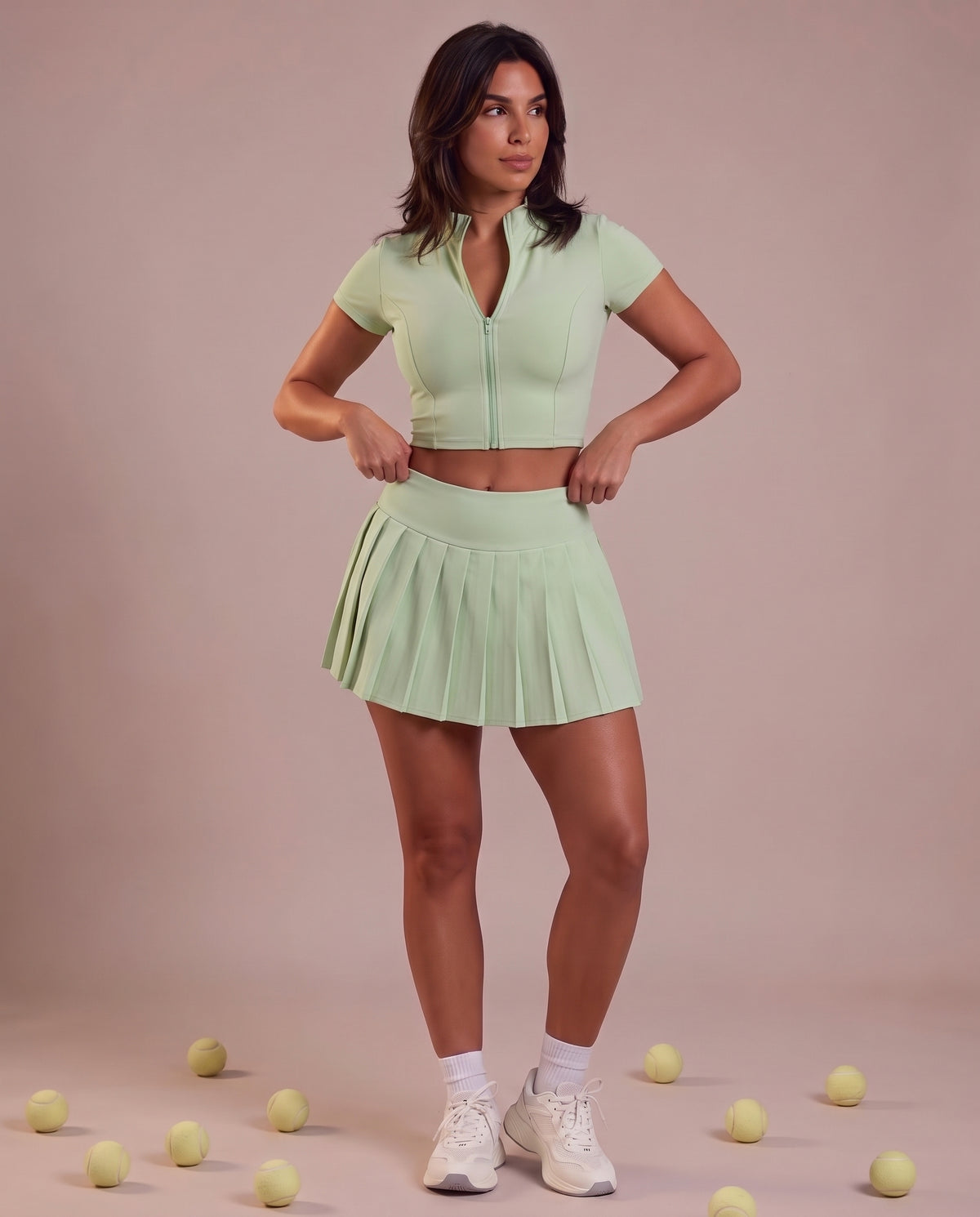 Pleated sports mini skirt