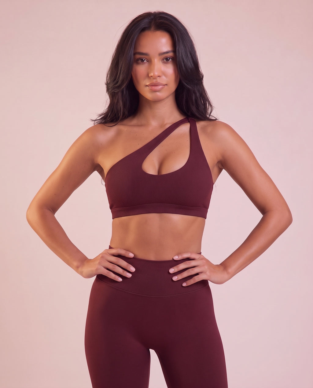 "Base" sculpting one-shoulder sports bra
