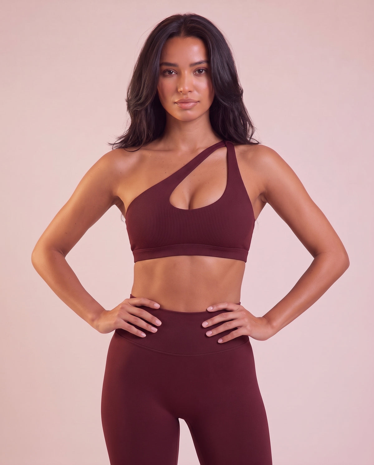 "Base" sculpting one-shoulder sports bra