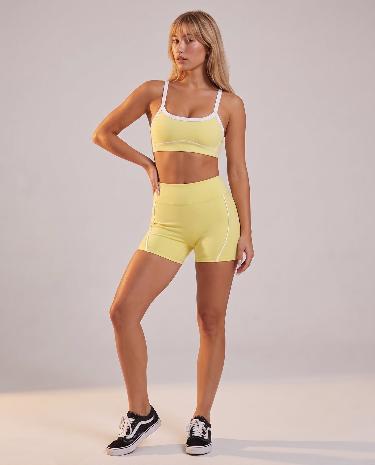 "Line" color‑block shaped shorts