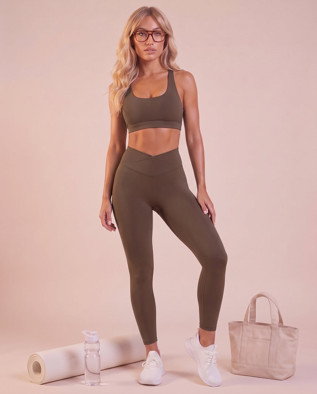 "Base" crossover high-waist leggings