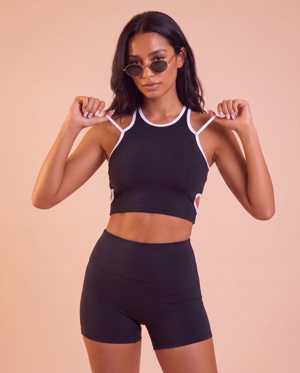 "Petal" contrast-trim tank top