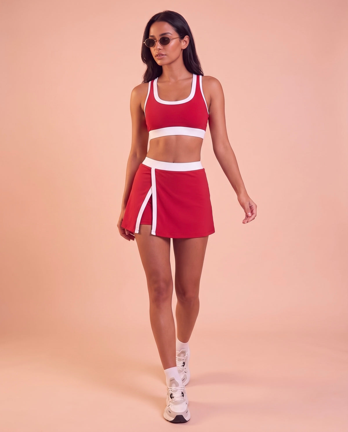 "Stripe" 2-piece set: sports bra & wrap skirt