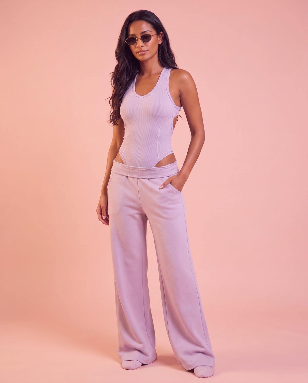 "Fluid" 2‑piece set: bodysuit & pants