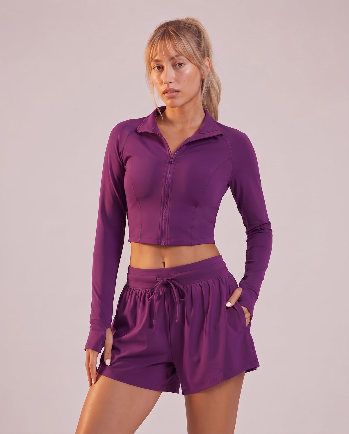 "Fluid" 2-piece set: hooded rash guard & shorts