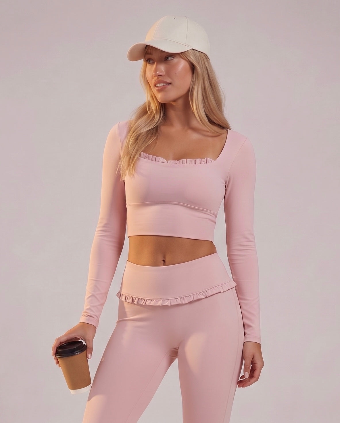 2-piece set: ruffles long-sleeve top & leggings