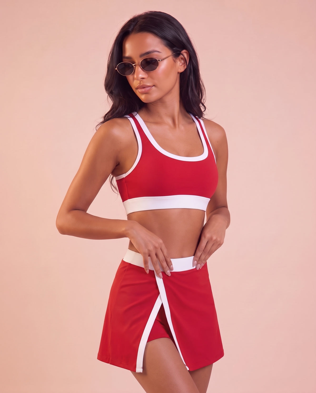 "Stripe" 2-piece set: sports bra & wrap skirt